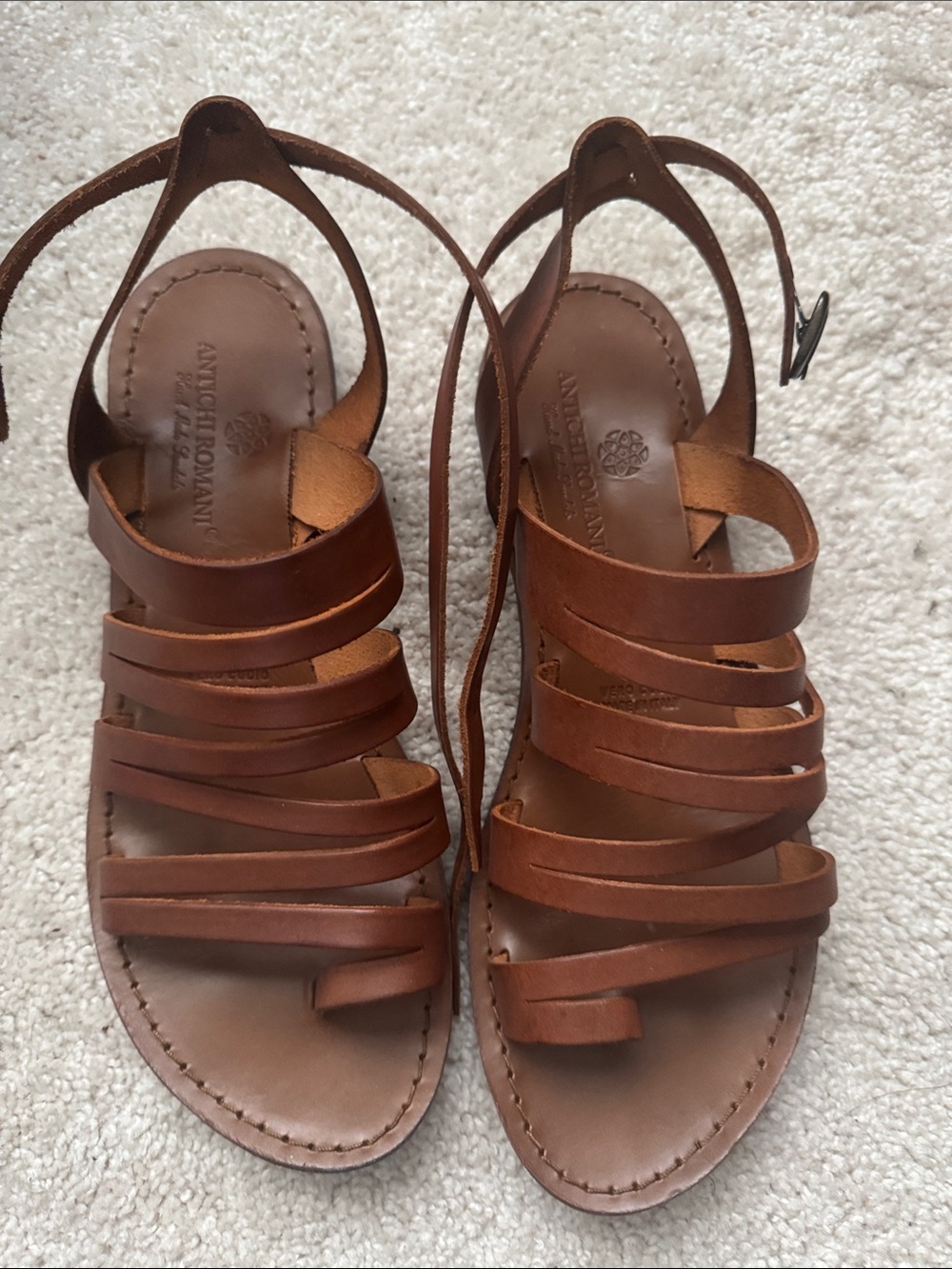Ancient Greek Sandals Tan Leather Multi-Strap Lace-Up Sandals
